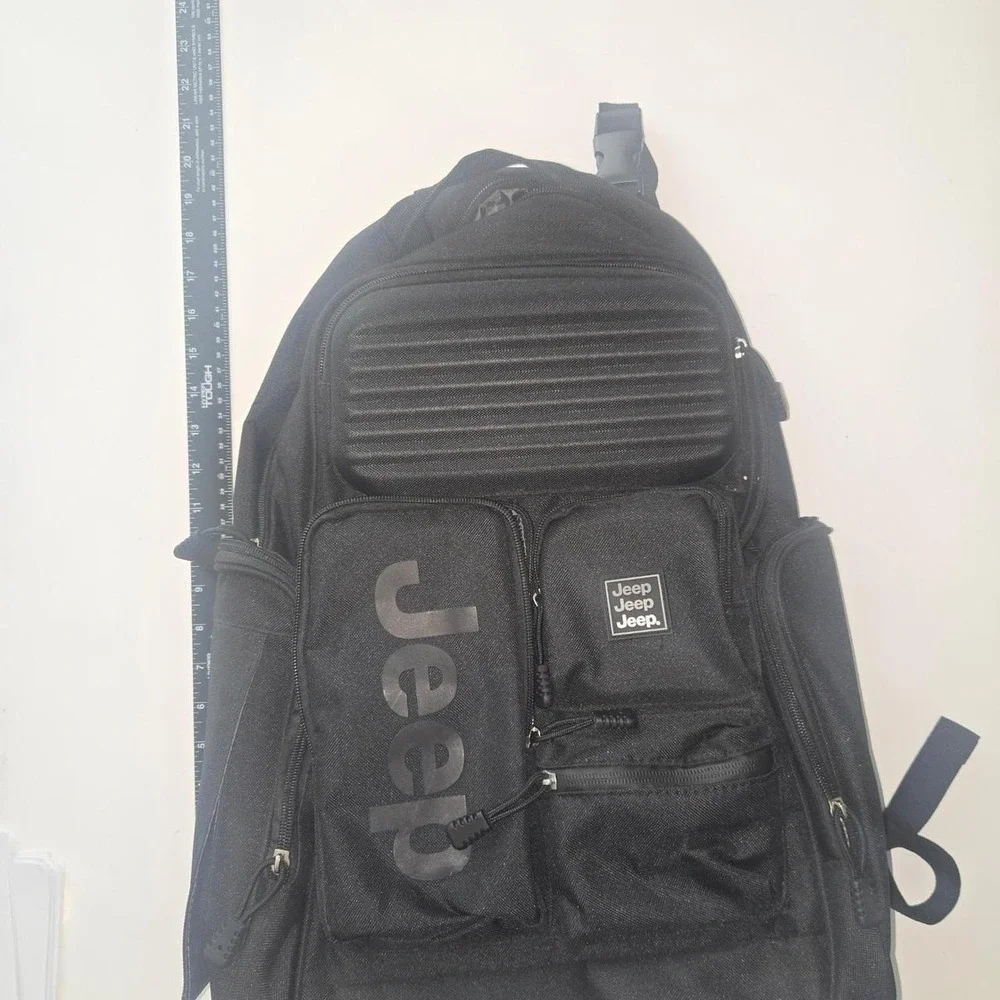 Jeep Black Multi-Pocket Tactical Backpack Hardshell Utility Travel Bag Mens